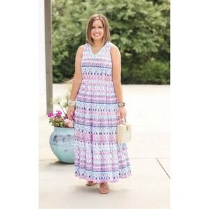 CABANA LIFE St. Barts Coverlux Tiered Maxi Dress XL Boho Resort Travel UPF 50